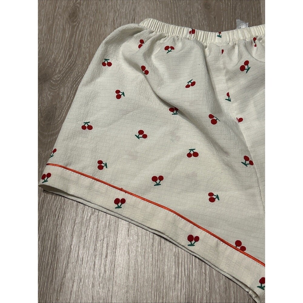 Cherry Pajama Shorts With Elastic Waistband And Bow Sz Medium - Picture 7 of 7